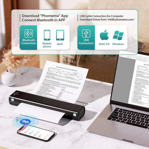 Inkless Mini Printer – Wireless, Portable & Rechargeable